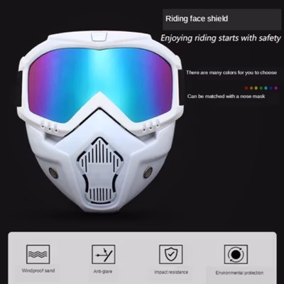 SYSTECH Kacamata Helm Motor Goggles Mouthpiece UV400 Windproof Clear - DH-161 - Black White — gambar 4