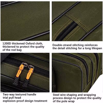 TaffSPORT Tas Pancing Joran Fishing Bag 1200D Oxford 120cm - MS20 - Green — gambar 4