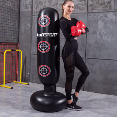 TaffSPORT Vertical Punching Bag Tiang Samsak Tinju Inflatable 160cm - DS0097 - Black — gambar 4