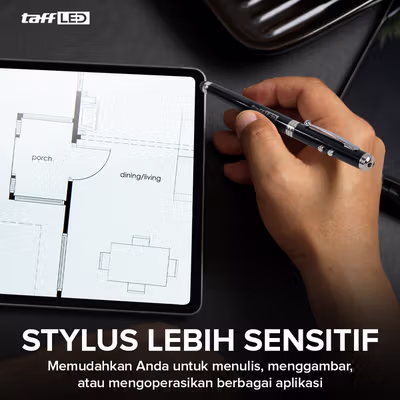 TaffLED Pulpen 4in1 Senter Laser Pointer Pen dan Stylus Tinta Hitam - T0054 - Black — gambar 4