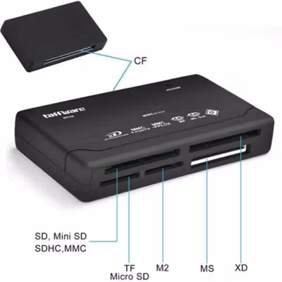 Taffware Card Reader USB 2.0 USB Hub MicroSD MMC SD SDHC XD Card - SHTC-08 - Black — gambar 4