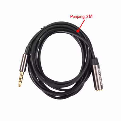 TaffSTUDIO Kabel Aux Audio Extension 3.5mm Male to Female TRRS 2M - AV121 - Black — gambar 4