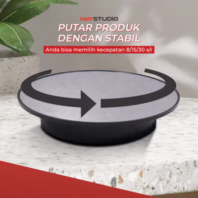 TaffSTUDIO Alas Putar Rotating Turntable Display Stand Mirror Remote 20cm - QM104 - Black — gambar 4