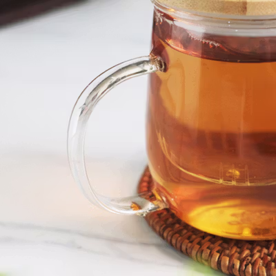 One Two Cups Cangkir Teh Saringan Kaca Tahan Panas Infuser Mug 420ml - C225 - Transparent — gambar 4