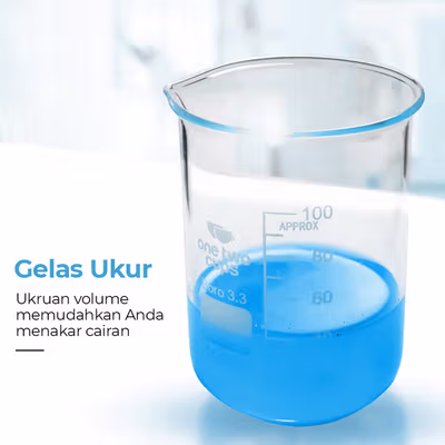 One Two Cups Gelas Ukur Lab Kimia Multifungsi Borosilicate Glass 100ml - GG-17 - Transparent — gambar 4