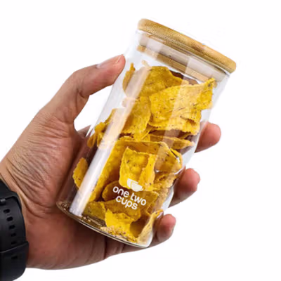 One Two Cups Toples Kaca Penyimpanan Makanan Kedap Udara Storage Jar 350ml - GH1270 - Transparent — gambar 4