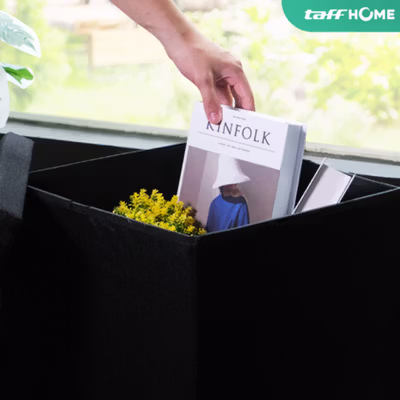 TaffHOME Sofa Kotak Penyimpanan Barang Foldable Container 38x38x36.5cm - LH962 - Black — gambar 4