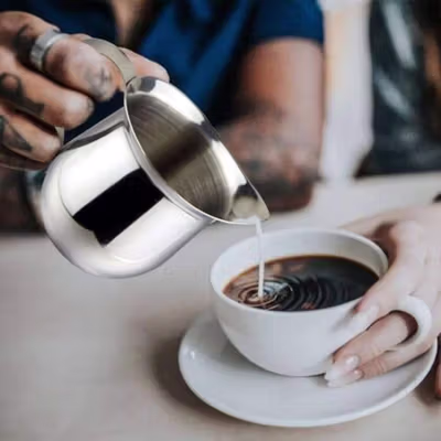 HOUSEEN Milk Jug Pitcher Susu Latte Art Espresso Stainless Steel 90ml - DL060 - Silver — gambar 4