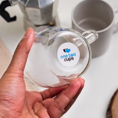 One Two Cups Gelas Ukur Kaca Latte Art Milk Jug Measuring Cup Glass 250ml - ZM0081 - Transparent — gambar 4