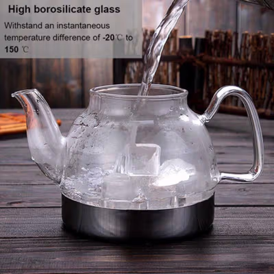 One Two Cups Teko Teh Kaca Saringan Tahan Panas Api Infuser Teapot 1.18L - TP-760 - Transparent — gambar 4