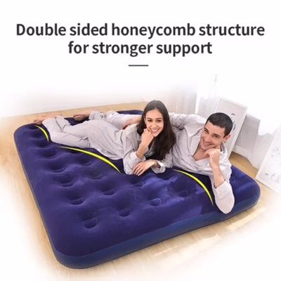 TaffSPORT Kasur Matras Angin Manual Sleeping Pad Inflatable 186x130cm - DB-28 - Navy Blue — gambar 4