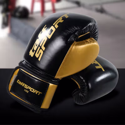 TaffSPORT Sarung Tangan Tinju MMA UFC Boxing Muay Thai Leather Glove 12oz - 12OZ - Black — gambar 4