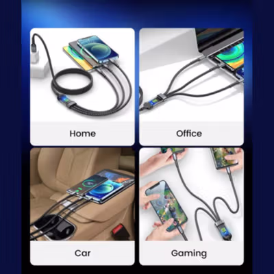 OLAF Kabel Data Multifungsi Micro USB Lightning Type C 20V 1.2M - OL601 - Black — gambar 4