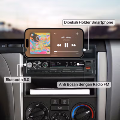 Occkic Tape Mobil Audio MP3 Player Bluetooth USB ISO with Phone Holder - HL81 - Black — gambar 4