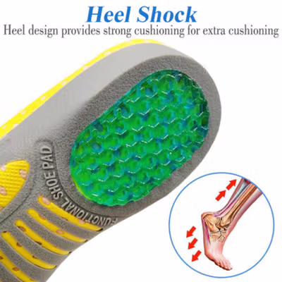 EiD Insole Sepatu Alas Kaki Orthopedic Shock Absorb Gel Size L 41-46 - ZYD18 - Black — gambar 4