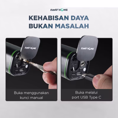 TaffHOME Smart Door Lock Fingerprint Bluetooth Card Alarm Tuya Smart - S1-B60 - Black — gambar 4