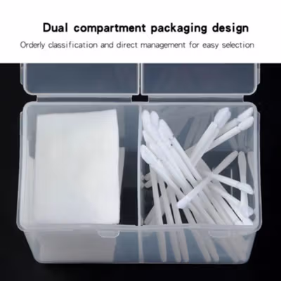 Acolehuma Tempat Kapas Multifungsi Dual Compartment Make Up Storage - AH097 - Transparent — gambar 4
