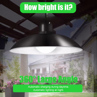 TaffLED Lampu Gantung Solar IP44 Cool White 400 Lumens with Remote - AMR24 - Black — gambar 4