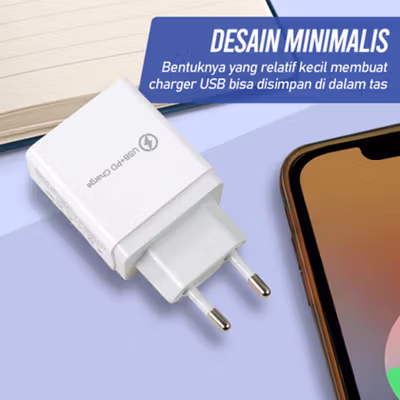 Comfast Charger USB 3 USB with 1 USB Type C 2.4A - BK-391 - White — gambar 4