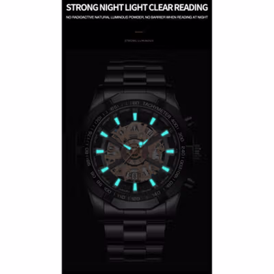 BINBOND Jam Tangan Analog Watch Quartz Waterproof - B-45 - Black/Silver — gambar 4