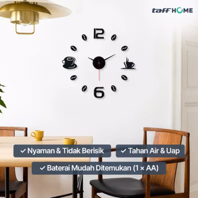TaffHOME Jam Dinding DIY Quartz Giant Wall Clock Coffee Bell 40-70cm - DIY-12 - Black — gambar 4