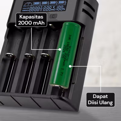 WINTONIC Baterai Isi Ulang 18650 Rechargeable INR 3.7V 2000mAh - Green — gambar 4