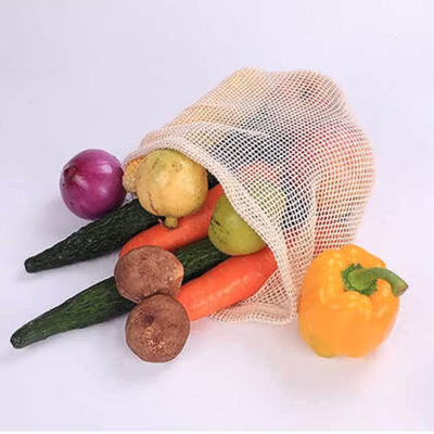 BAGGU Tas Belanja Lipat Vegetable and Fruit Cotton Mesh Bag M - BG1 - Beige — gambar 4
