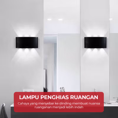 TaffLED Lampu Dinding Hias Outdoor Aluminium 6W 6 LED Cool White - 366-6 - Black — gambar 4