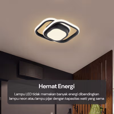 TaffLED Lampu LED Plafon Dimmable Ceiling Light Square 3 Color 40W - Z318 - Black — gambar 4