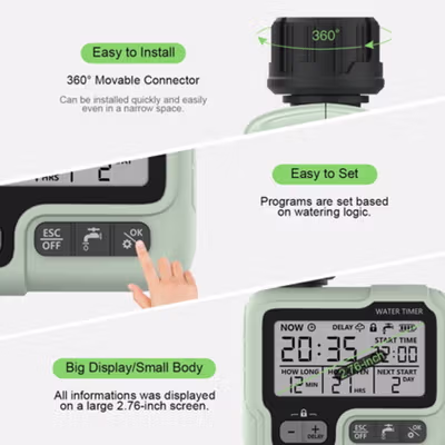 TaffHOME Timer Penyiram Tanaman Otomatis Automatic Watering LCD - RG-27 - Green — gambar 4
