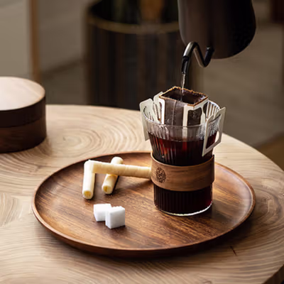 GIANXI Gelas Kaca Aesthetic Kopi Teh Japanese Wood Sleeve Glass 300ml - GN14 - Transparent — gambar 4