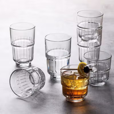 COCKTAIL GEEK Gelas Kaca Aesthetic Kopi Teh Vertical Stripe Glass 355ml - CG201 - Dark Gray — gambar 4