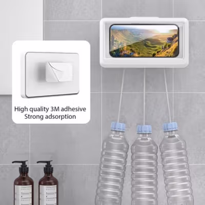 EASYLIFE Rak HP Dinding Kamar Mandi Waterproof Phone Case Holder - SH-007 - White — gambar 4