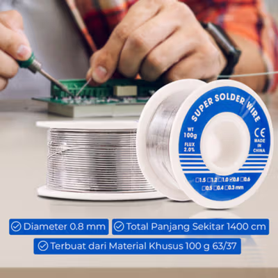 Taffware Kawat Timah Solder Sn35/Pb65 100 g 0.8mm - B-2 - No Color — gambar 4