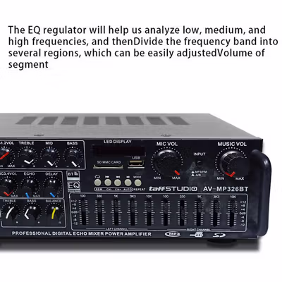 TaffSTUDIO Amplifier Mixer Audio Bluetooth USB Karaoke - AV-MP326BT - Black — gambar 4
