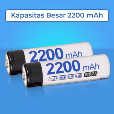 Doublepow Baterai Isi Ulang AA Ni-MH Button Top 2200mAh 1.2V 4 PCS - DP-AA780 - White — gambar 4