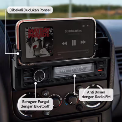 Taffware Tape Mobil MP3 Player Bluetooth USB ISO with Phone Holder - HL82 - Black — gambar 4