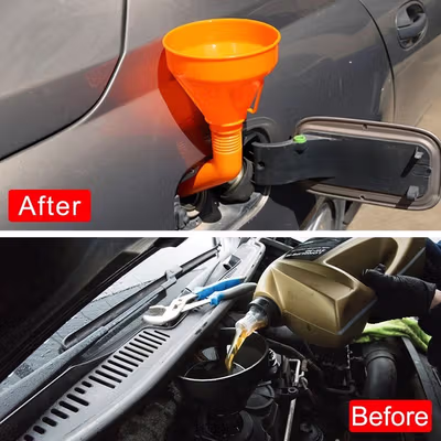 OTOHEROES Corong Oli Bensin Minyak Motor Mobil Siku Elbow Funnel 16.5cm - FL18 - Orange — gambar 4