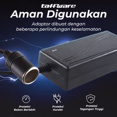 Taffware Adaptor Power Supply Converter AC to DC 12V 5A Cigarette Port - XH213 - Black — gambar 4