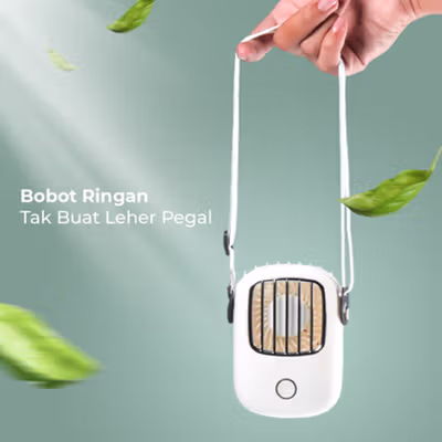 CATLION Kipas Angin Mini Portable Model Kalung Leher Neck Fan 1800mAh - YJ19 - White — gambar 4