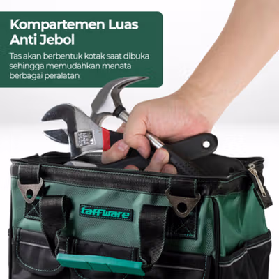Taffware Tas Perkakas Storage Waterproof Reflective with Hard Cover 18 Inch - A03392 - Green — gambar 4