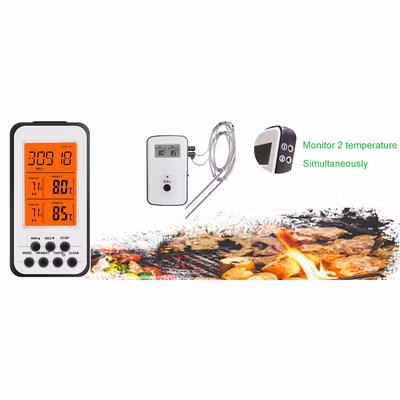 Anpro Termometer Makanan Digital Daging Kopi Susu Wireless 2 Probe - KN6008-2 - White — gambar 4