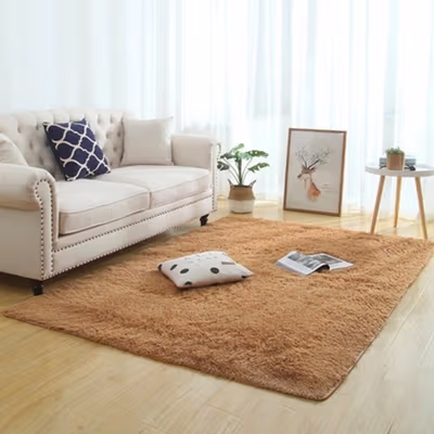 DRESHOME Karpet Matras Bulu Velvet Non-Slip Living Room Rug 80x120cm - DE2002 - Brown — gambar 4
