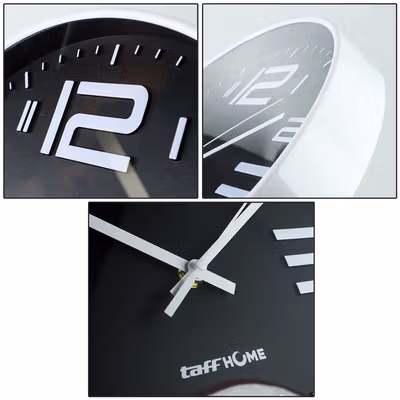 TaffHOME Jam Dinding Bulat Quartz Creative Design Modern 29cm - H6588 - Black — gambar 4