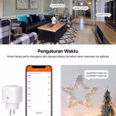 TaffHOME Steker Tuya Smart Plug WiFi EU Plug 16A Monitoring Function - S21 - White — gambar 4