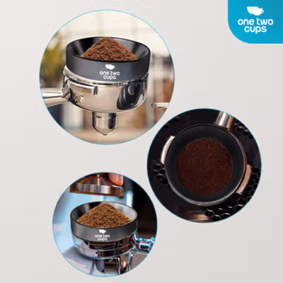 One Two Cups Dosing Ring Portafilter Espresso Magnetic Aluminium 58mm - XA045 - Black — gambar 4
