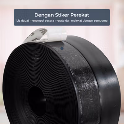 TaffHOME Lis Pintu Penghalang Debu Door Seal Strip Silicone TPE 35mmx5M - EACC25 - Black — gambar 4