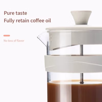 One Two Cups French Press Coffee Maker Pot Plunger Glass 350ml - FN50 - White — gambar 4