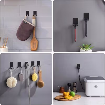 TaffHOME Gantungan Dinding Adhesive Wall Hook Stainless Steel - TF-201 - Black — gambar 4