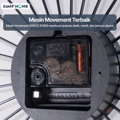 TaffHOME Jam Dinding Besi Bulu Merak Silent Movement 32cm - WM-32 - Black — gambar 4